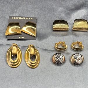 Stephan & Co. Gold and Silver Clip Earrings Set